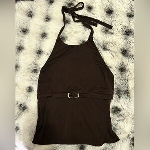 Elegant Brown Halter Top